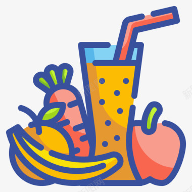 果汁健康食品49原色图标