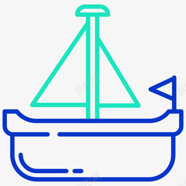 帆船玩具53轮廓颜色图标