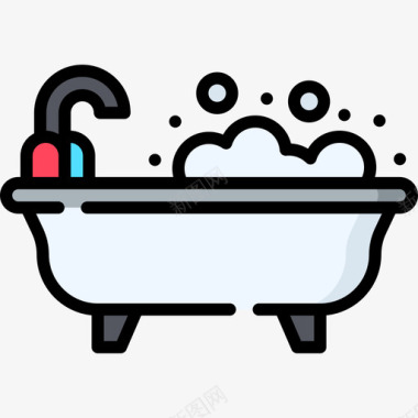 浴缸检疫3线性颜色图标