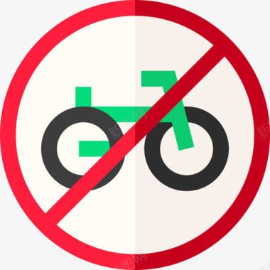 禁止自行车信号灯和禁令7平坦图标