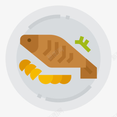 鱼食品和饮料16扁平图标