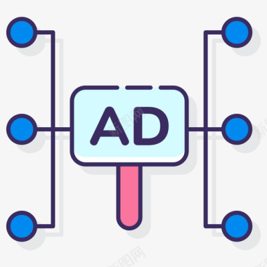 广告网络社交媒体代理2线性颜色图标