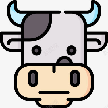 奶牛自然133线性颜色图标