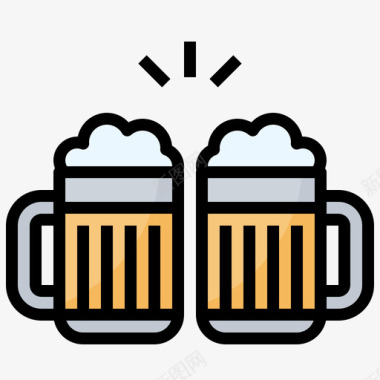 啤酒杯啤酒厂6线性颜色图标