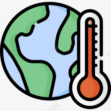 全球变暖自然灾害42线性色彩图标