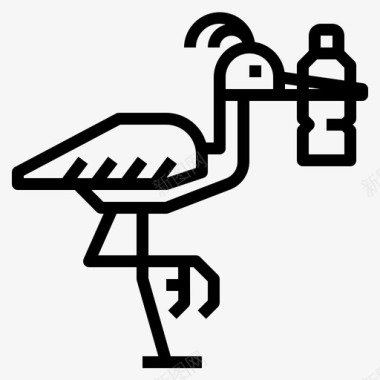 鸟类塑料污染19线状图标