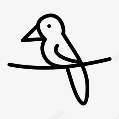 鸟在线上坐着生物画得稀薄图标