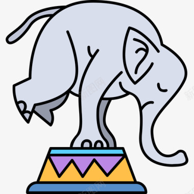 大象马戏团105彩色图标