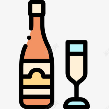 香槟95号酒吧线性颜色图标