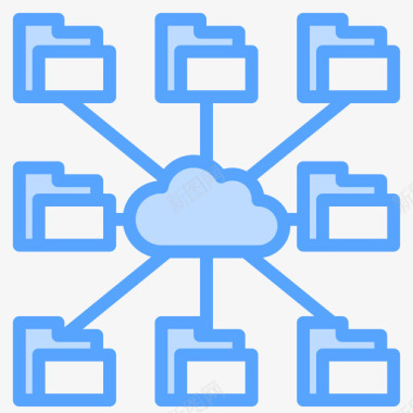 云存储云技术45蓝色图标