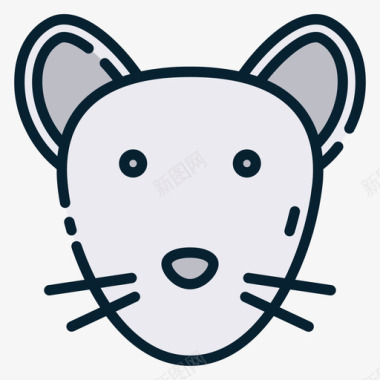 老鼠宠物12线性颜色图标