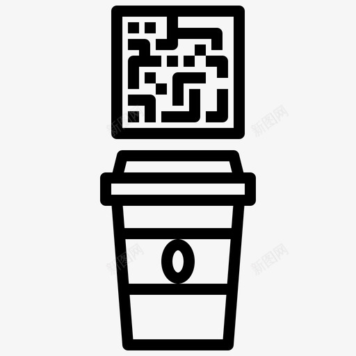 咖啡条形码和二维码12线性svg_新图网 https://ixintu.com 咖啡 条形码 二维 线性