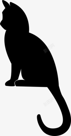 小猫坐在剪影猫黑色白侧影宠物阿迪达斯简介可商用素材
