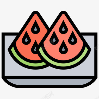 西瓜野餐72线形颜色图标