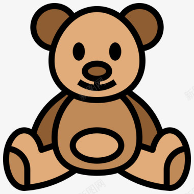 泰迪熊玩具29线性颜色图标