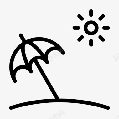 雨伞海滩度假图标