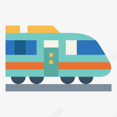 火车8节车厢平车图标
