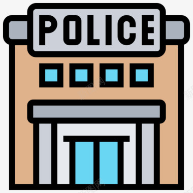警察局公共服务31直线颜色图标