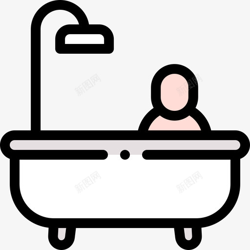 洗澡呆在家里19线性颜色svg_新图网 https://ixintu.com 洗澡 呆在 呆在家 家里 线性 颜色