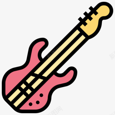 低音吉他摇滚乐43线性颜色图标