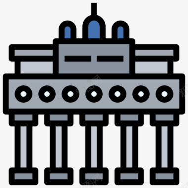 勃兰登堡门德国23线性颜色图标