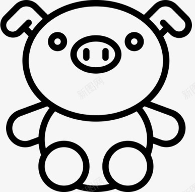 线性猪2个软玩具图标