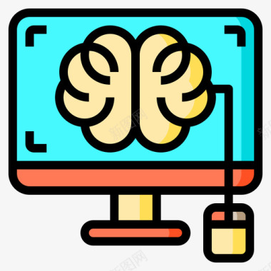 计算机大脑概念9线性颜色图标