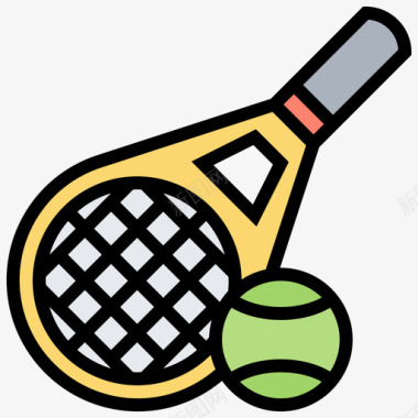 球拍网球元素1线性颜色图标