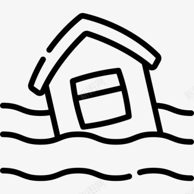 洪水淹没的房子气候变化47线性图标
