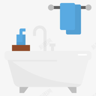 浴缸家具218扁平图标