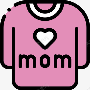 T恤母亲节34线性颜色图标