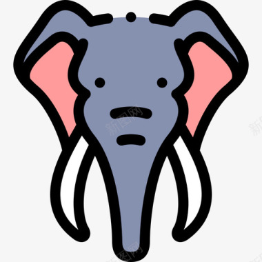 大象非洲23线形颜色图标