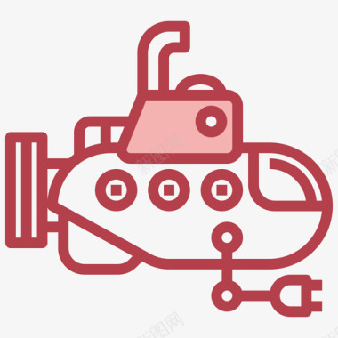 潜艇军用77红色图标