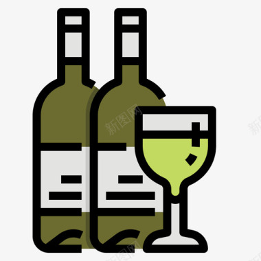 葡萄酒88号酒吧线性颜色图标