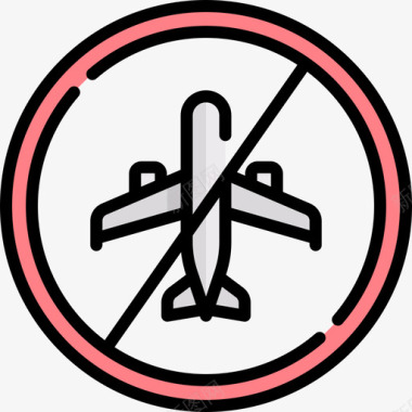 禁止飞行冠状病毒20线状颜色图标
