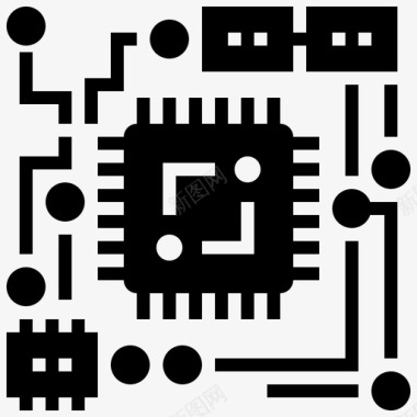 电路板机器人工程11字形图标