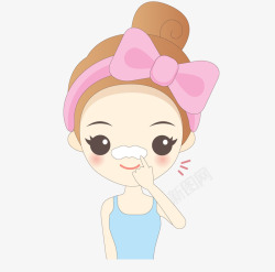 鼻贴膜卡通正在做鼻贴膜的女孩1300x1286护肤使用步高清图片
