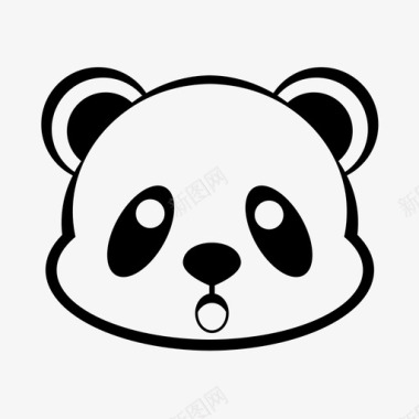 惊讶的熊猫表情脸头图标