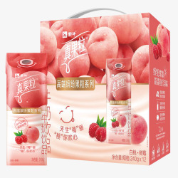 真果粒蒙牛真果粒牛奶饮品白桃树莓味240g12包礼盒送礼高清图片