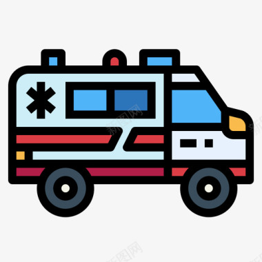 彩色救护车9辆图标