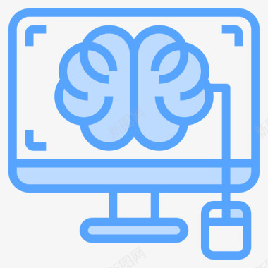 电脑大脑概念10蓝色图标