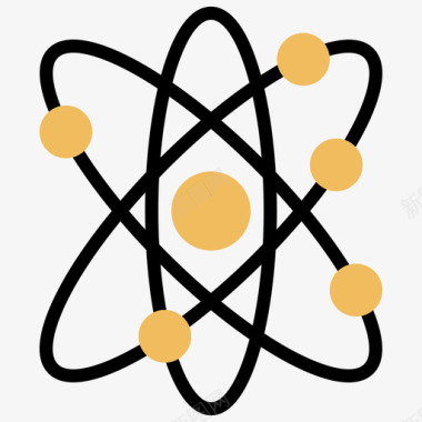 原子核元素4黄色阴影图标