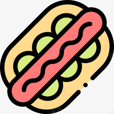 热狗烤肉55线性颜色图标