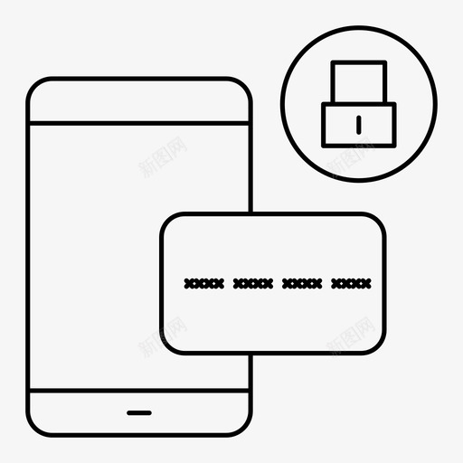 智能手机和信用卡锁信用卡保护svg_新图网 https://ixintu.com 信用卡 智能 手机 保护 安全 金融 四季