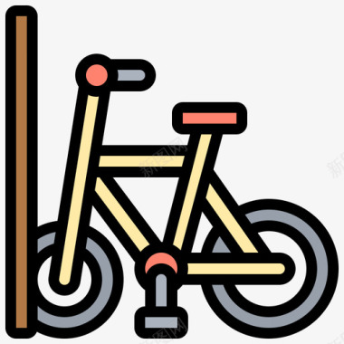 自行车停车场公共服务31线性颜色图标