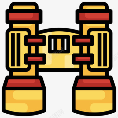 双筒望远镜野营176线性颜色图标