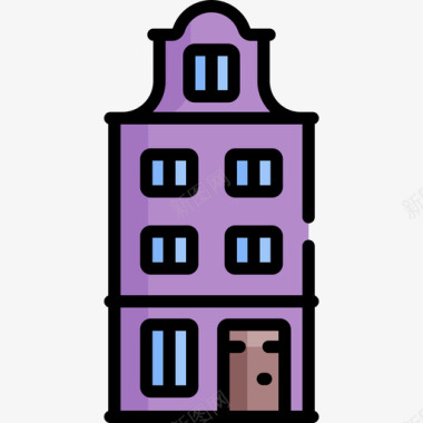 住宅城市28号楼线性颜色图标