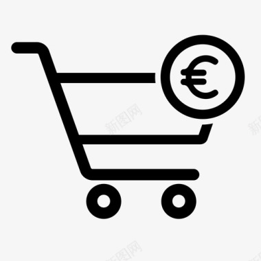 购物车欧元兑换货币欧元付款图标