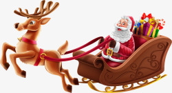 3D立体雪橇圣诞老人素材