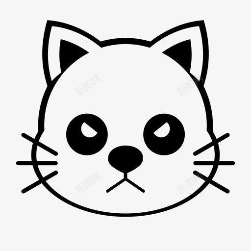 愤怒的猫表情脸头svg_新图网 https://ixintu.com 愤怒 表情